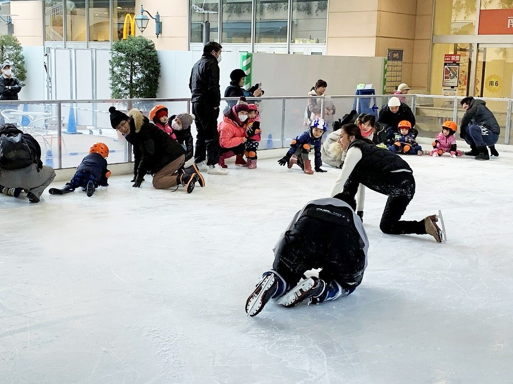 長靴でスケート教室