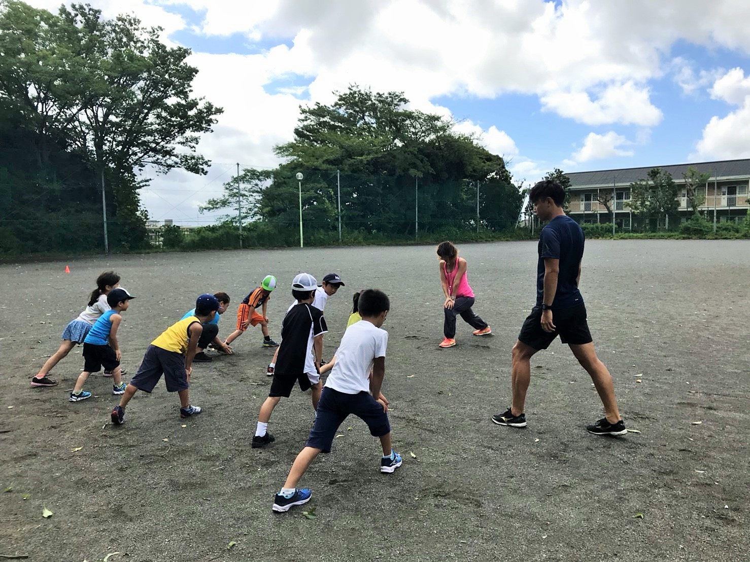 かけっこ教室のストレッチ